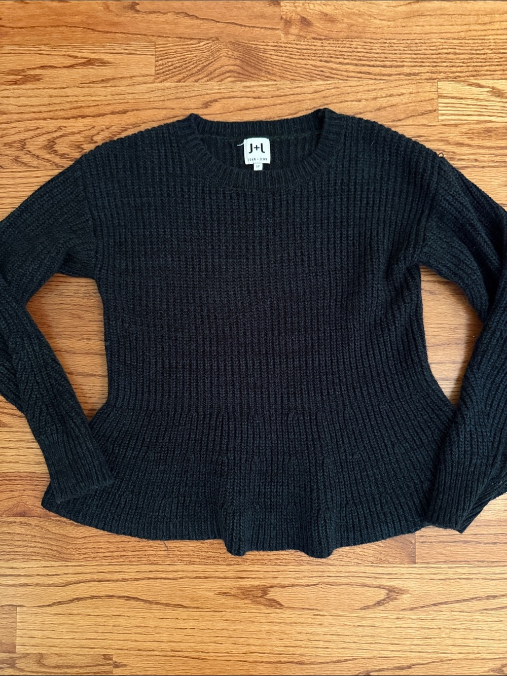 Black and green Ribbed Crewneck Sweater for Women